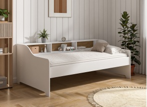 Cama sofá con almacenamiento 90x200 AEL - Blanco