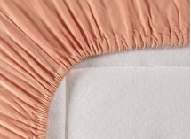 Drap housse 90x190 Satin de Coton bio - Peach 3