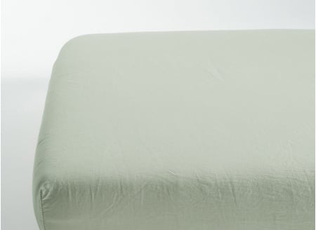 Drap housse 90x190 Satin de Coton bio - Tilleul 1