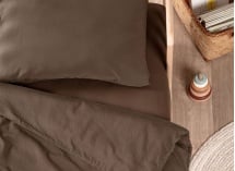 Drap housse 90x200 Satin de Coton bio - Brun 2