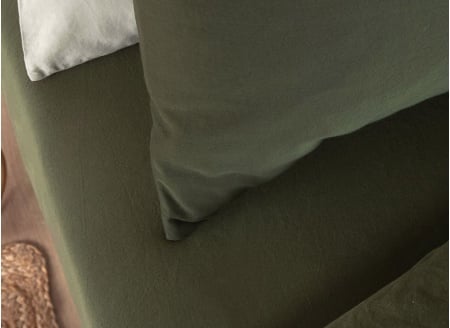 Drap housse 140x200 Satin de Coton bio - Cyprès 2