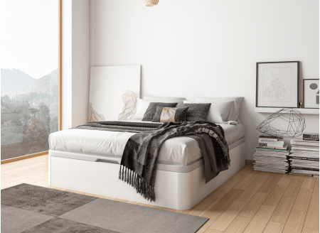 Lit coffre 140x200 matelas BASTIA - Blanc - 1