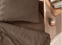 Housse de couette 100x140 Satin de Coton bio - Brun 3