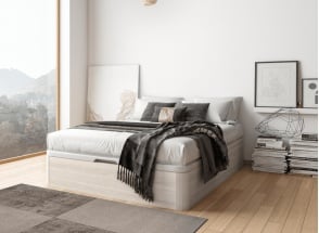 Lit coffre 140x200 avec matelas BASTIA - Chêne Blanchi