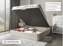 Lit coffre 160 x 200 cm BASTIA Chêne blanchi - Ouvert