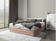 Lit coffre 160 x 200 cm BASTIA Chêne naturel - Fermé