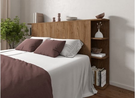 Tête de lit avec rangement 200 cm COLETTE - Noyer - 1