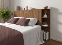 Tête de lit avec rangement 200 cm COLETTE - Noyer - 1