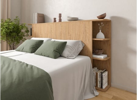 Tête de lit avec rangement 200 cm COLETTE - Chêne - 1