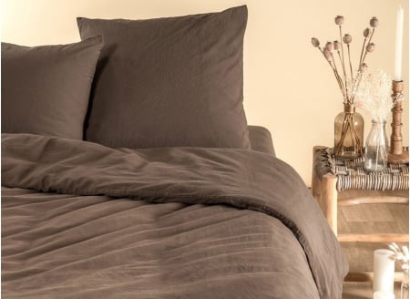 Housse de couette 240x220 Satin de Coton bio - Brun 2
