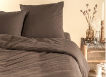 Housse de couette 260x240 Satin de Coton bio - Brun 2